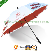 Marke gedruckten Fiberglas Golf Regenschirme mit Double-Layer Fabric (GOL-0027FADL)